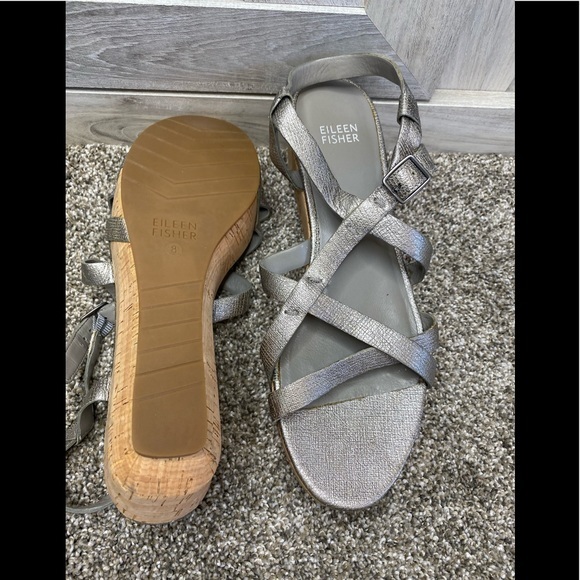Eileen Fisher “Array” Strappy Cork Wedge Sandal 8 - Picture 9 of 14